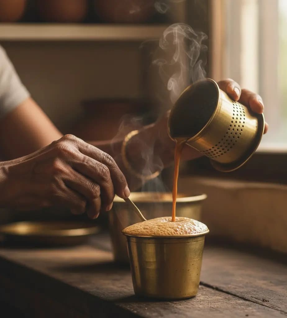 Creating froth with tumbler and davara